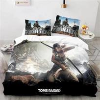 3D Print Game Tomb Raider Bedding Set 3D Printed Suitable For Bedroom Duvet Cover Set With Pillowcases Kids Home Textile EU Single(135*200cm)3pcs gray