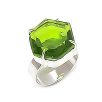 Natural Peridot Gemstone Handmade 925 Sterling Silver Jewelry Ring Size 6.5 ETC-13372 green