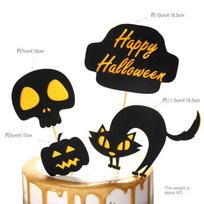 Halloween DIY Cake Toppers Cupcake Topper Castle Vampire Ghost Witch Pumpkin Cake Flags Kids Wedding Birthday Party Baking Decor black