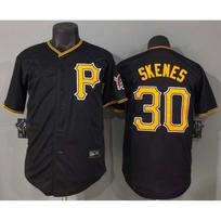 Unisex Black Embroidered Baseball Jersey Shirt SKENES 30 Short Sleeve Sport Fan Tee Pirates 30 Black XXXL gray