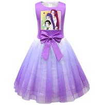 Vaikams Mergaitėms Princesei K-POP Rumi Zoey Mira Spausdintas Rankovių Neturintis Tinklelio Sijonas su Kaspinėliu 150cm purple