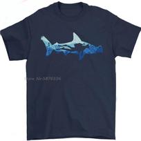 Hammerhead Shark Scuba Diver Diving Mens Tshirt Cotton Fashion Casual Tops Tees Summer Oneck T Shirt New Fitness Tshirt 4XL blue