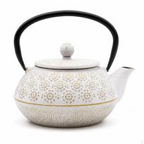 Cast Iron Teapot Speckled Tea Kettle Snug Lid Particle Sakura white