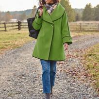 Autumn New Women's Wool Blend Color-block Windbreaker Coat European Size Multiple Colors In Stock M žalia