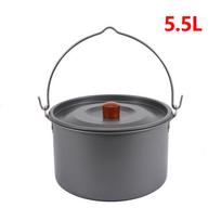 5.5L Portable Aluminum Camping Pot for 4-6 People - Outdoor Use, Picnic, Bonfire, or Campsite Cooking. gray