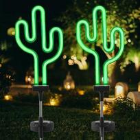Saulės sodo kraštovaizdžio lempa, liepsnojančių paukščių kaktusų neoninė lempa, lauko LED lempa, vejos įžeminimo kištuko lempa Neon light cactus 1pcs green