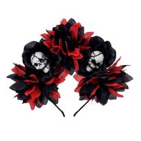 Women's Dia de los Muerto Headpiece Headband Rose Rose Flower Headpiece Halloween Day Of the Deads Costume Cosplay black