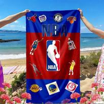 NBA Print Beach Towel, Versatile Lightweight Absorbent Beach Towel for Pool Surf Yoga Bathroom, Perfect Birthday Holiday Gift 70cmx140cm(27x55inch) blue