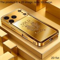 Stiklinis telefono dėklas su auksinės plytos raštu, tinkamas iPhone 17 16 15 14 13 12 11 Pro/Max/Plus, apsaugantis nuo kritimo ir smūgių, galinis dangtelis For iPhone 17 auksas