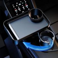 Nešiojamas automobilinis puodelių laikiklis Prijungiamas patiekalų padėklas išplėstas stalinis stalas 360 pasukamas reguliuojamas automobilio maisto padėklų puodelių laikiklis Telefonas M gray