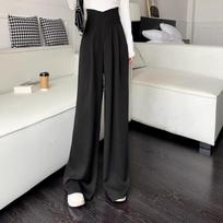 Drapey Wide-Leg High-Waisted Tulip Suit Pants – Women's Petite Casual Floor-Length Spring/Summer Pants S juoda