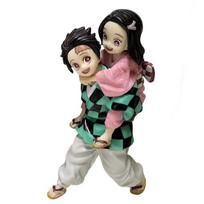 Anime Cute Chibi Gk Tanjiro Nezuko Siblings Statue Figure Model Car Desk Ornament Pc Case Cartoon Collectible Decor Toy Gift black
