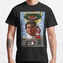 SALE!! Ayrton Senna Drawing Classic Racing Retro T-Shirt, Size S-5XL Unisex T-Shirt XL gray