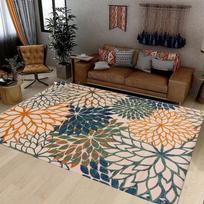 Lauko kilimas skalbiamas terasos kilimas tropinis botaninis gėlių veliūras vandeniui atsparus lauko kilimas neslystantis deniui, kiemui 40x60cm black