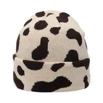 Gothic Cow Pattern Hat Unisex Skull Cap Costume Hats Halloween Gift Warm Crocheted Hat Unisex Hat Halloween Photo Props C3 beige