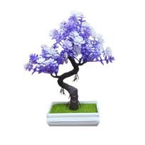 Dirbtinis bonsai medis patalpoms, maži netikri augalai su dervos vazonu namams, biurui, stalui, lentynai, vonios kambariui, miegamajam, svetainei dekoruoti blue