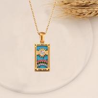 Retro Tarot Cards: 24K Gold Electroplated with Diamonds & Enamel Accents Steel beige
