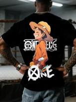 2026 One Piece Anime Monkey D. Luffy Printed T shirt Men's and Women's T shirt Men's Top Sports T shirt Men's T shirt Harajuku 130 gray
