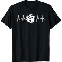 Cool Volleyball Heartbeat Design Men Women Volleyball Coach T-Shirt(1) XXXXXL juoda