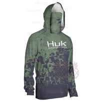 HUK Performance Žvejybos marškinėliai Vyriški Kvėpuojantys Apsauga nuo Saulės ir UV Spindulių Su Gobtuvu ir Kaukę Žvejybos Drabužiai Vasariniai Ilgomis Rankovėmis Žvejybos Apranga 4XL