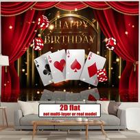 Poker Card Birthday Tapestry, Ace Of Spades Hearts Diamonds Design,Casino Theme Wall Art For Party Photo Backdrop And Room Decor 70X100cm white