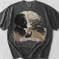 Antonin Dvorak Steam Locomotive Music Tee: Vintage Style Cotton Shirt M gray