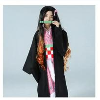 Kids Cosplay Anime Kimetsu no Yaiba Kamado Nezuko Cosplay Costume Kids Kimono Halloween Costume For Kids Girls Boys Kids height 110cm black
