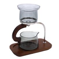 Teapot Set Water Separation Infuser Fairness Cup Tea Brewing Kit High Borosilicate Glass   Wood Handle Smoky Gray gray