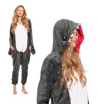 Women's pajama jumpsuit kigurumi costume onesie grey shark 145-155 cm s black