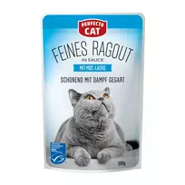 Perfecto Cat Feines Ragout, konservuotas pašaras katėms su lašiša, 100 g