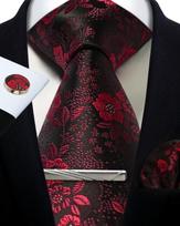 Vyrų kaklaraiščių rinkinys Šilkinis Sidabrinis su paisley gėlėmis Kaklaraištis ir nosinaitė Rankogalių sąsagėlės Kaklaraiščio segtukas Klasikiniai formalūs kaklaraiščiai vyrams Vestuvės Šventė gray