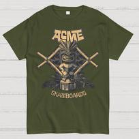 Acme Skateboards Tiki 100% Cotton Summer Casual Cool Loose T-Shirt XXL armijos žalia spalva