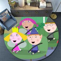 Ben and Holly Round Area Rug,Carpet Rug for Living Room Bedroom Sofa Playroom Decor,Non-slip Floor Mat 80cmx80cm black