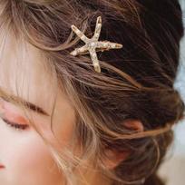 Vintage Starfish Top Clip Hairpin for Adults and Girls, Embedded with Crystals and Starfish Metal Duckbill Cl brown