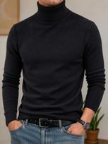 Men's Classic Turtleneck Sweater with Long Sleeves - Slim Fit Ribbed Knit Pullover Top for Fall Winter Layering and Everyday Wear. XXL juoda