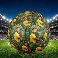 Neymar Jr Print Size 5 Soccer Ball, PU Wear Resistant Football for Match Training and Daily Practice, Birthday Gift for Soccer Fans Size 5 yellow