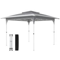 3.5 X 3.5 M Pop Up Gazebo With One Push Setup UPF50+ Double Tier Garden Party Tent Marquee With Carry Bag Dark Grey