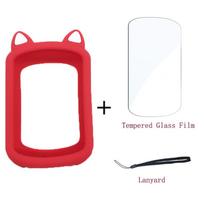 Garmin Edge 540 840 Case Tempered Glass Film Cartoon Cat Ear Case Screen Protector for Garmin Edge 540 Edge 840 GPS Computer 1 raudona