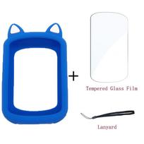 Garmin Edge 540 840 Case Tempered Glass Film Cartoon Cat Ear Case Screen Protector for Garmin Edge 540 Edge 840 GPS Computer 1 mėlyna