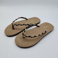 Men's Summer Hemp Rope Sole Flip-Flops – Outdoor Beach Flat Toe Post Slippers 40 gray