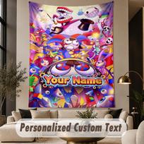 Custom Text Printed Tapestry The Amazing Digital Circus Pattern Large Wall Hanging Indoor Room Decor 100cmx150cm white