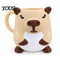 Decorative Ice Cream Cup Holder Animal Pint Holder, 3D Printed with Handle, Keeps Hands Warm, Leak-Proof Container PLA Organizer chaki