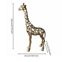 Giraffe Statue with Openwork Body Shiny Alloy Metal Figurine Vintage Hollow Animal Sculpture 40 20 6.5CM black