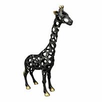 Giraffe Statue with Openwork Body Shiny Alloy Metal Figurine Vintage Hollow Animal Sculpture 40 20 6.5CM
