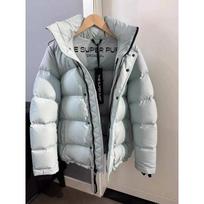 Aritzia žąsų pūkų striukė su gobtuvu SUPER PUFF itin šalta sustorinta šilta aukščiausios klasės žiemos paltai vyrams XS gray