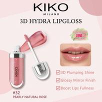 KIKO MILANO 3D HYDRA LIPGLOSS 01/35/20/32/17, 3D Glossy High Shine, Moisturizing Plumping, Lightweight Non-Sticky, Long-Lasting, 6.5ml/0.21 Fl Oz. 32 PEARLY NATURAL ROSE
