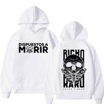 Rapper NATOS WAOR Bicho Raro Negra Skeleton 2025 Gothic Hip-hop Long-sleeved Harajuku Hoodie Winter Man Woman Classic Sweatshirt XXL mėlyna