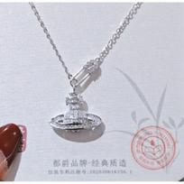 Saturn Necklace Full Zirconia Choker Women Ins Style Gift 925 Silver gray