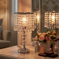 Luxury Table Lamp with Iron Base and a Crystal-Beaded Shade