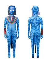 Avatar movie with the same cos one-piece tight-fitting clothes Children's Halloween costumes 150 blue